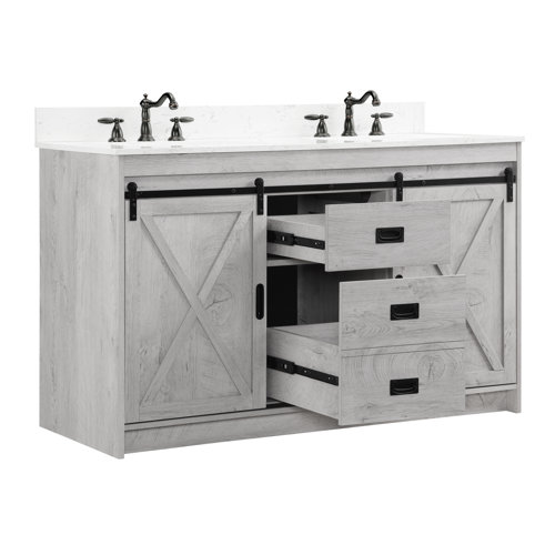 Sand & Stable Jillian 54'' Free Standing Double Bathroom Vanity with ...